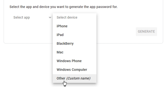 Generate App Password